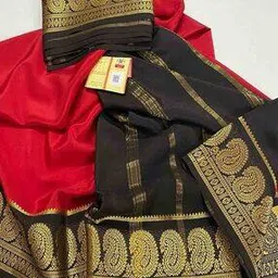 shree silk mills Women Semi Mysore Silk Saree with Rich Zari Border Saree-picture-41