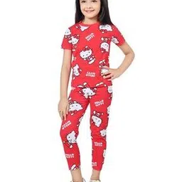arshia fashions Girls Graphic T-Shirt And Pyjamas Set-picture-27