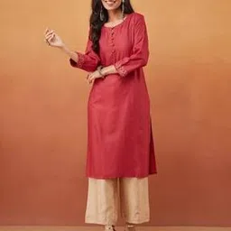 fabindia Women Embroidered Round-Neck Straight Kurta-picture-48