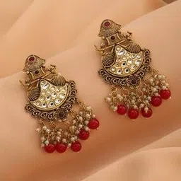 matchitt Gold-Plated Stone-Studded Dangler Earrings-picture-34