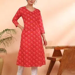 indie picks Women Casual Cotton Printed Straight Kurta-picture-46