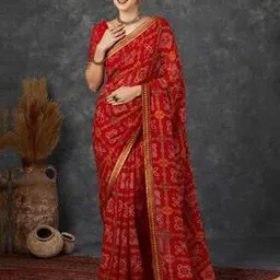 satrani Women Bandhani Print Saree with Contrast Border-picture-29