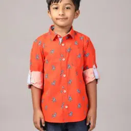 kidlyboo Boys Printed Relaxed Fit Shirt with Patch Pocket-picture-25