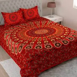uniqchoice Floral Print King-Size Bedsheet with Pillow Covers-picture-50