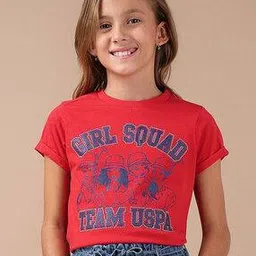 u.s. polo assn. Girls Graphic Print Regular Fit Round-Neck T-Shirt-picture-35