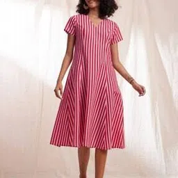 pink fort Striped A-Line Dress-picture-29