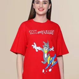 fabflee x ag Women Cartoon Print Regular Fit Crew-Neck T-Shirt image 1