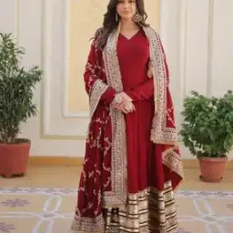 fusionic Women Embellished Gown Dress with Dupatta-picture-15