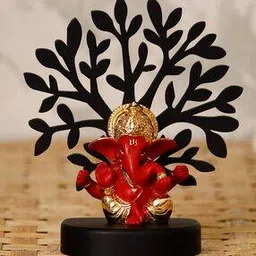ecraftindia Lord Mukut Ganesha Decorative Showpiece with Wooden Tree Base-picture-24