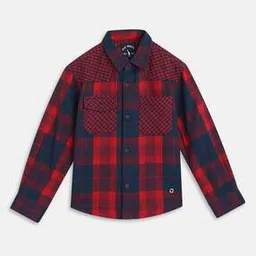 blue giraffe Boys Checked Regular Fit Shirt with Spread Collar-picture-52