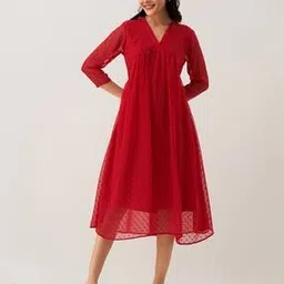 aask Micro-Print Fit and Flare Dress-picture-49