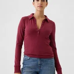 gap Women Ribbed Slim Fit Polo T-Shirt-picture-41