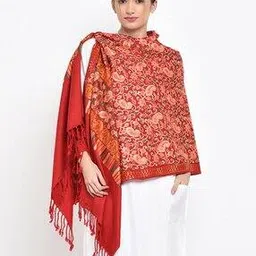 indie picks Embroidered Acro Wool Kashmiri Shawl with Tassels-picture-25