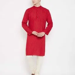 even Striped Kurta with Mandarin Collar-picture-38