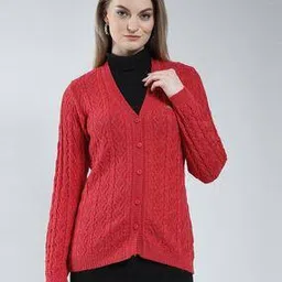 monte carlo Women Self-Design V-Neck Cardigan-picture-36