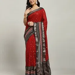 mbz.in by meena bazaar Women Woven Saree with Contrast Border-picture-31