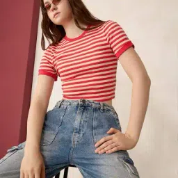 outzidr Women Striped Slim Fit Top image 1