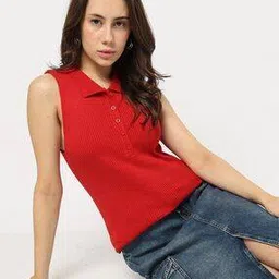 gap Flat Knit Sleeveless Polo Neck Top-picture-41