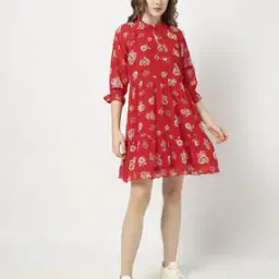 Women Floral Print Tiered Dress-image-8
