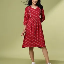 acai Women Floral Print A-Line Dress image 1