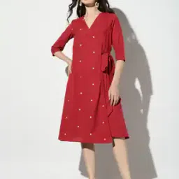 svrnaa by azorte Heart Embroidered Wrap Dress-picture-33