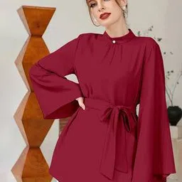 gg style Women High-Neck Top with Belt-picture-26