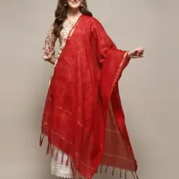 biba Women Yarn-Dyed Dupatta with Tassels-picture-34