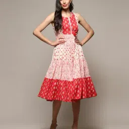 biba Women Floral Print Cotton Tiered Dress image 1