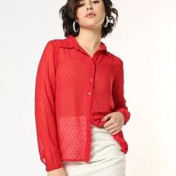 fyre rose Women Swiss-Dot Relaxed Fit Shirt-picture-19