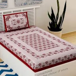 uniqchoice Jaipuri Single Bedsheet With Pillow Cover-picture-29