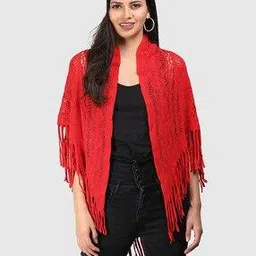 Women Triangular Scarf with Tassels-image-33