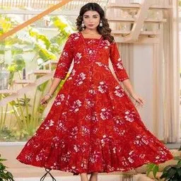 raindrop Women Floral Print Anarkali Kurta-picture-22
