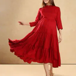 aanyor Women Fit & Flared Dress with Crew Neck image 1