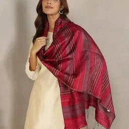 fabindia Women Striped Stole with Tassels-picture-39