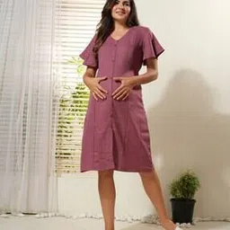 easy mom Women V-Neck A-Line Dress-picture-11