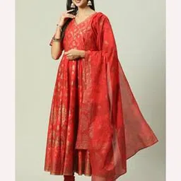 biba Floral Print Anarkali Kurta Set with Dupatta-picture-32