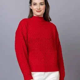 wearlusso Women High-Neck Sweater Dress with Ribbed Hem-picture-47