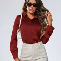 indo Women Regular Fit Shirt with Spread Collar-picture-24