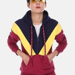 Colourblock Hoodie with Kangaroo Pocket-image-14