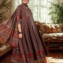 r r brothers Women Floral Print Anarkali Kurta Suit Set-picture-34