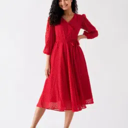 aask Women Chevron Pattern Fit & Flare Dress-picture-27