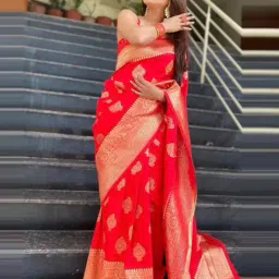 nyrika Women Litchi Silk Saree with Contrast Border image 1