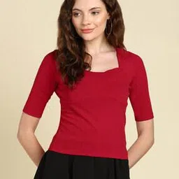 saffe Women Relaxed Fit Sweetheart-Neck Top-picture-11
