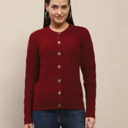 madame Women Ribbed Cardigan with Button Accent-picture-10