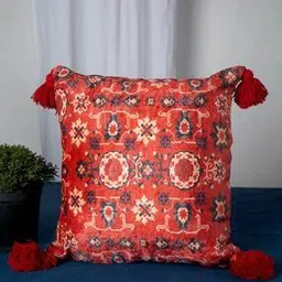 hosta homes Digitally Printed Ultra Soft Velvet Tasseled Cushion Cover 16"x16"-picture-18