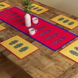 sej by nisha gupta Set of 6 Floral Print Table Placemats & Runner-picture-24