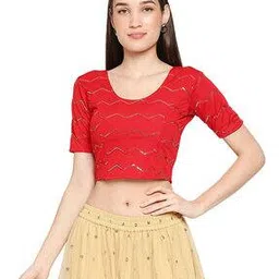 salwar studio Embellished Round-Neck Blouse-picture-36