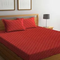 arrabi 210 GSM Leaf Woven Super King-Size Bedsheet with Pillow Covers-picture-48