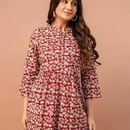 feranoid Women Floral Print Flared Kurti-picture-24