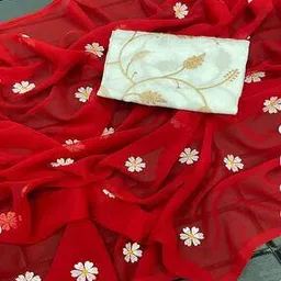 peachmode Women Floral Embroidered Georgette Saree-picture-11